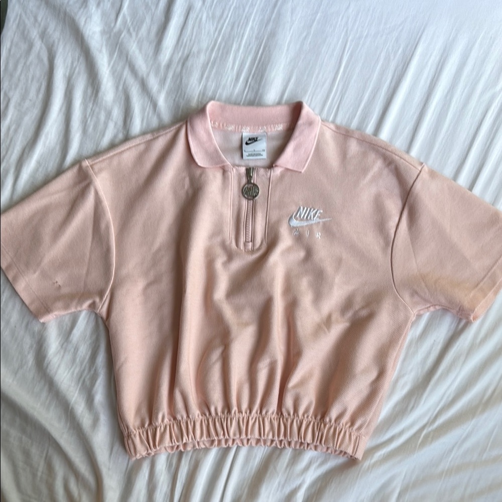Nike Light Pink Cropped Polo Shirt
